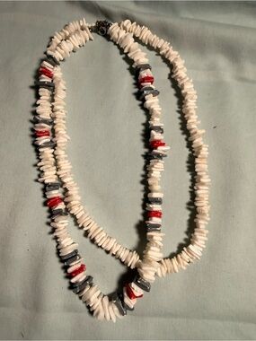 Natural Cream Shell Chip Necklace for Women - Beach-Ready Style set with 2 .